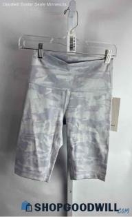 NWT Lululemon Women's Purple/White Camo Patterned High-Rise Biker Shorts - Sz 6