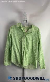 Chico's Women's Green Pattern Button Up Shirt - Sz S