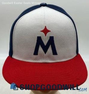 Caribou Coffee Unisex M Colorblock Adjustable Snapback Red White Blue Hat Sz OS