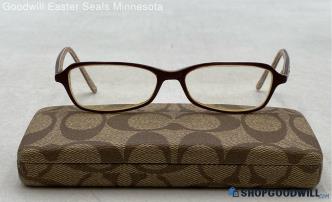 Coach Lizzie Dark Brown Jeweled Plastic Pillow/Rectangle Prescription Eyeglasses