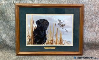 Scot Storm Signed "Field Companion Black Lab" Duck Dog Print Matted & Framed Art