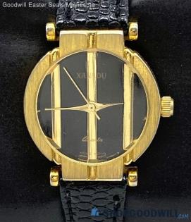 Women's XANADU Gold Tone on Black Dial Striped Watch