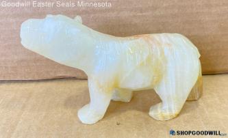 Ecru/Tan Polar Bear Figurine Carved Stone/Alabaster/Onyx Approx 3.5" Tall