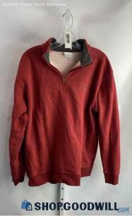 Columbia Men's Maroon Fleece Lined Henley Sweatshirt - Sz L