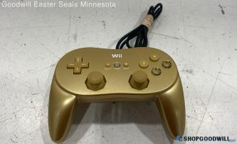 Gold Nintendo Wii OEM Wired Classic Pro Controller Model RVL-005(-02)