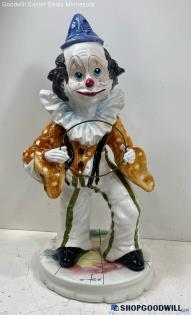 Italian Art Capodimonte Clown Figurine Statue W/brass Ring Made Italy 24" Tall