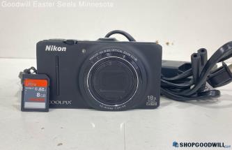 Nikon Coolpix S9300 16MP Digital Camera W/Charger +SD Card -Powers on