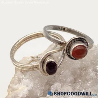 .925 Garnet Rings Size 7 3/4 & 7 1/4 - 4.29g