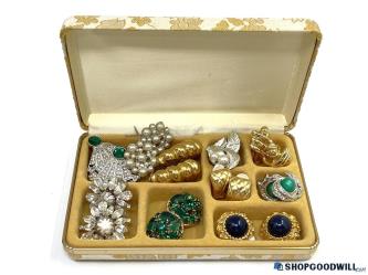 Signed Vintage Costume Jewelry Earrings in Jewelry Box