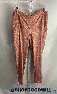 Chico's Women's Pink Snakeskin Patterned Side Pocket Active Leggings - Sz 12