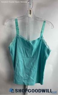 Chico's Women's Turquoise Lace Trim Tank Top - Sz L