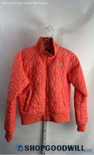 The North Face Women's Coral Pink Quilted Embroidered Light Jacket Sz PS