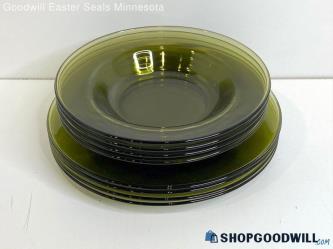 8PC Avocado Green Glass Dinnerware Plates