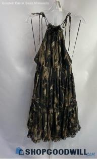 NWT Banana Republic Women's Black/Beige Marble Pattern Halter-Cut Sundress sz XS