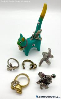 Animal Costume Jewelry Rings on Cute Cat Ring Holder Sz 6.5 - 10.5