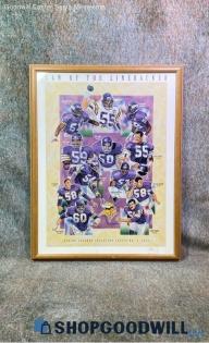 "Law Of The Linebacker" Allen Peterson Signed Mn Vikings Football Print Framed