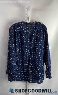 Lane bryant Women's Navy/White Polka Dot Notch Neck Blouse - Sz 22