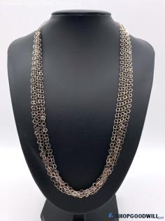 .925 Vintage Multi-Strand Flat Rolo Chain Link Necklace 11.86g