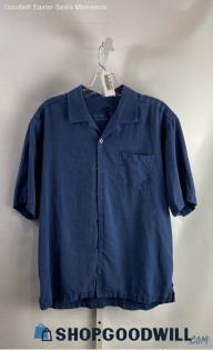 Tommy Bahama Men's Navy 100% Silk Pocket Button Down - Sz M