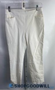 Chico's Women's White Poplin Pull on Ankle Pant - Sz 00R