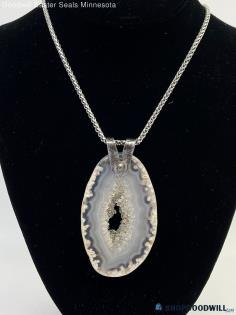 Geode Slice Statement Pendant Necklace