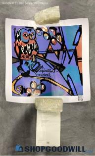 Lebo "A Spiritual Arrival" COA 16.5" Abstract Owl Bird Seriolithograph Print Art