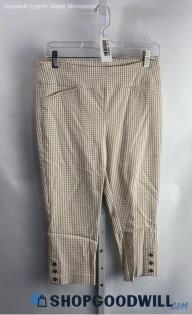 Chico's Perfect Stretch Tan/White Gingham Pull on Capri Pant - Sz 00