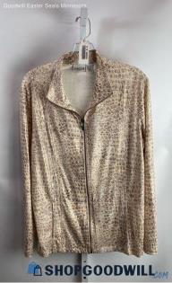 Chico's Women's Beige/Brown Animal Print Patterned Lightweight Jacket - Sz 3