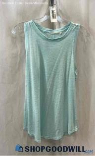 Athleta Women's Mint Blue Henley Tank Top - Sz L