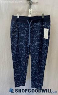 NWT Athleta Women's Navy Blue Printed Lace Patterned Textured Ankle Jogger Sz 16