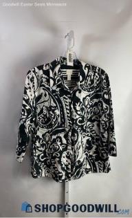 Chico's Women's Black/White Paisley Long Sleeve Button Up - Sz L