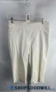 Chico's Women's White Pull on Poplin Pedal Pusher Pant - Sz 0