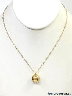 14K Yellow Gold ANNE KLEIN Jingle Bell Pendant Necklace 3.75g