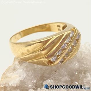 14K Yellow Gold CZ Channel Set Men's Ring Size 11 1/4 - 6.87g