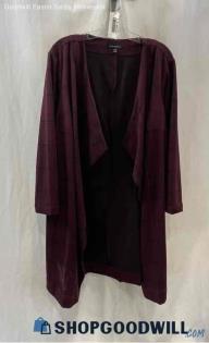 Lane Bryant Women's Burgundy/Black Plaid Ponte Open Fashion Coat - Sz 18/20