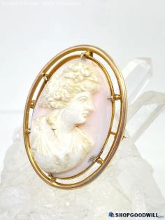 10K Vintage Gold Cameo Brooch 11.40g