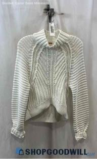 Free People Women's White Loose Knit Turtleneck Sweater - Sz XS