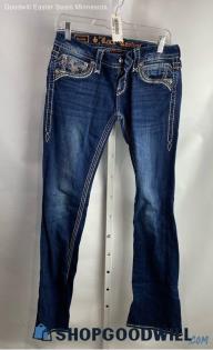 Rock Revival Women's Weathered Dark Blue Washed Bootcut Jeans - Sz 27