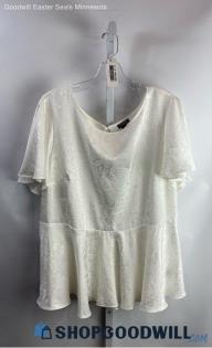 NWT Torrid Women's White Shiny Specked Peplum Top - Sz 2X