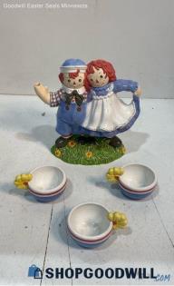 Department 56 Storybook Village Collection Ceramic Raggedy Ann & Andy Tea Set