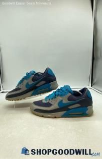 Nike Men's Air Max 90 By You Gray/Blue Leather Sneakers Sz 11