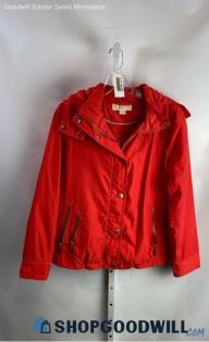 Michael Kors Women's Red Zip Up Rain Jacket - Sz M