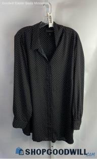 Lane Bryant Women's Black/White Polka Dot Button Up Blouse - Sz 26/28