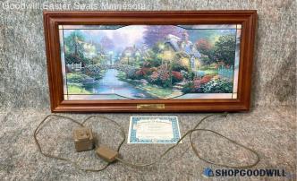 Thomas Kinkade "Garden Of Light" COA Tested Stained Glass Light Panorama Framed