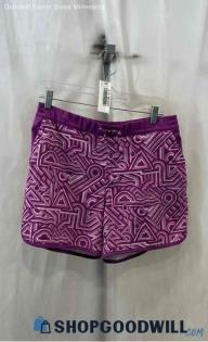 Columbia Women's Purple Patterned Lightweight Tech Athletic Shorts - Sz XL