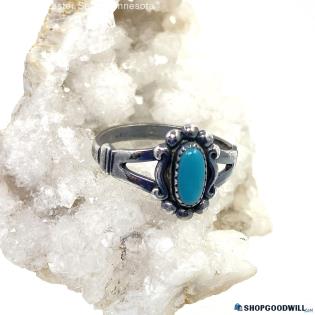 .925 Southwest Style Turquoise Ring Size 6.75, 2.13g