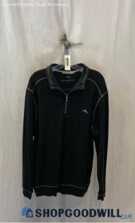 Tommy Bahama Men's Black Henley Sweatshirt - Sz XL