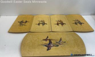 Vintage Set Of 5 Hasko Snack Trays, Mallards