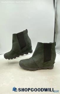 Sorel Women's Joan of Arctic Wedge II Black Nubuck Chelsea Boots Sz 8.5