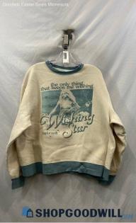 Taylor Swift Women's White/Blue Graphic Print Pullover Sweater - Sz L